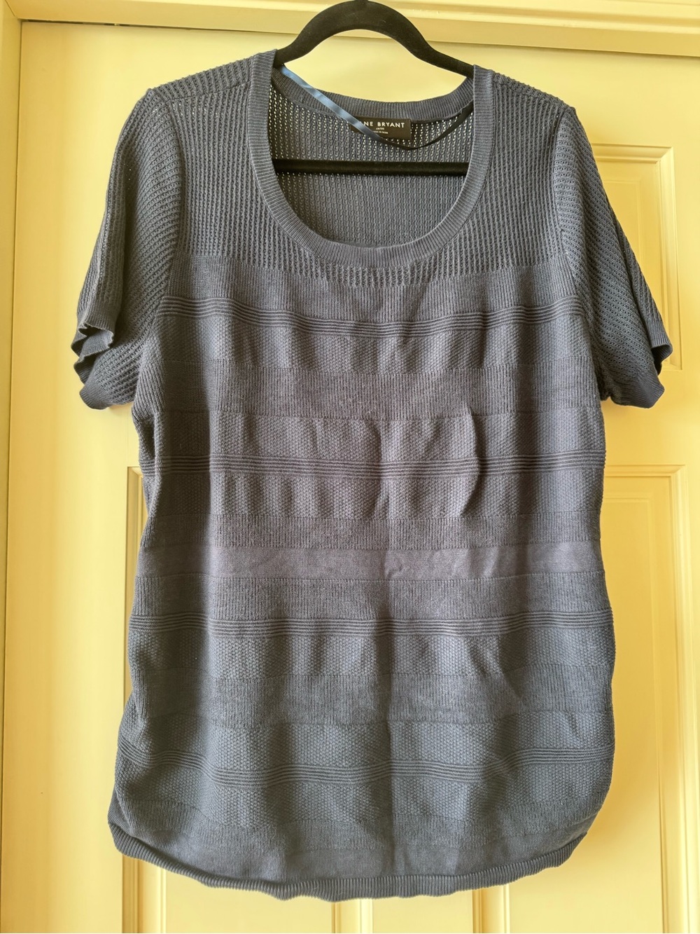 Lane Bryant Women's Navy Blue Short-Sleeve Knit Top